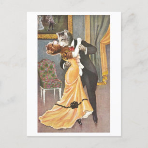 Cats Dancing in Evening Clothes Postcard