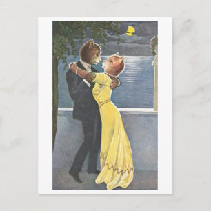 Cats Dancing in Evening Clothes Postcard