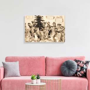 Cats Decorating Christmas Tree by Louis Wain Canvas Print