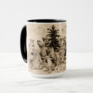 Cats Decorating Christmas Tree by Louis Wain Mug