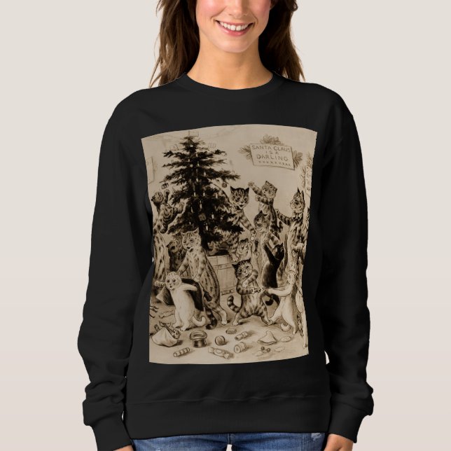 Cats Decorating Christmas Tree by Louis Wain Sweatshirt (Front)