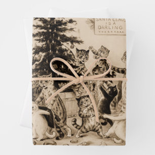 Cats Decorating Christmas Tree by Louis Wain Wrapping Paper Sheet