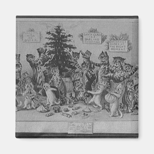 cats decorating christmas tree magnet (Front)