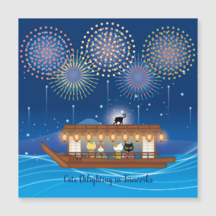 Cats Delighting in Fireworks Magnet