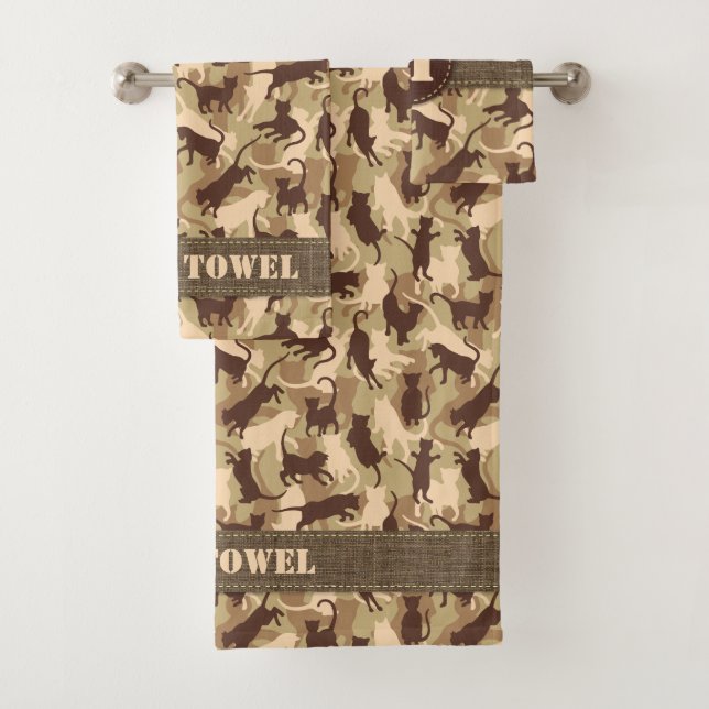 Cats Desert Camouflage Bath Towel Set (Insitu)