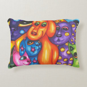 Cats & Dogs colorful Abstract original Animal art Decorative Cushion