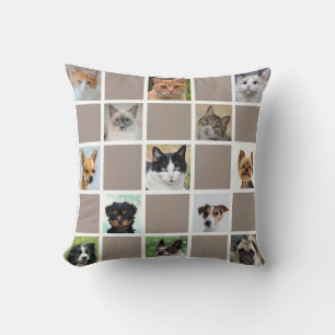 Cats & Dogs Custom Photos on Beige Cushion