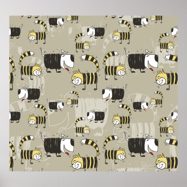 Cats & Dogs: Funny Seamless Texture Poster (Front)