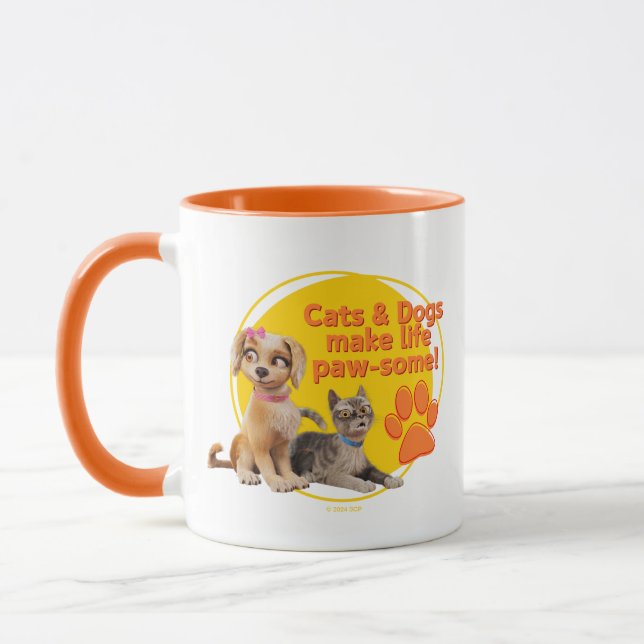 Cats & Dogs Make Life Paw-some! Mug (Left)