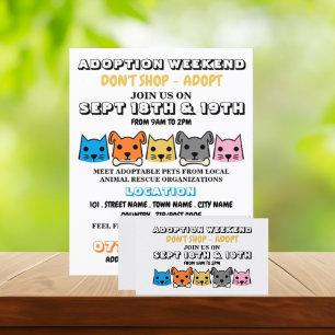 Cats & Dogs, Pet Adoption Event Advertising Business Card