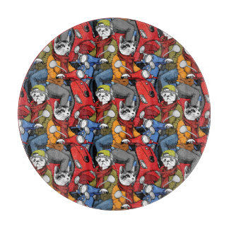 Cats & Dogs Scooter Pattern Cutting Board