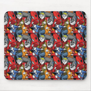 Cats & Dogs Scooter Pattern Mouse Pad