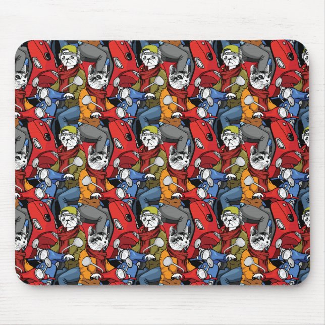 Cats & Dogs Scooter Pattern Mouse Pad (Front)