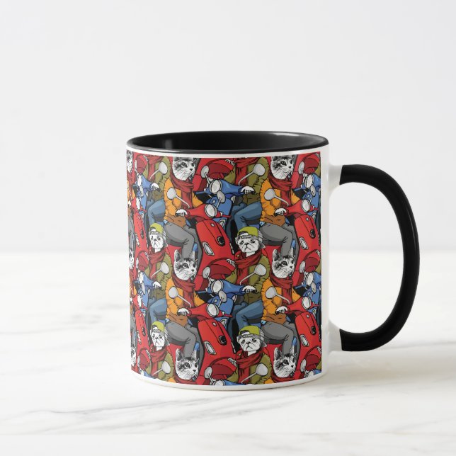 Cats & Dogs Scooter Pattern Mug (Right)
