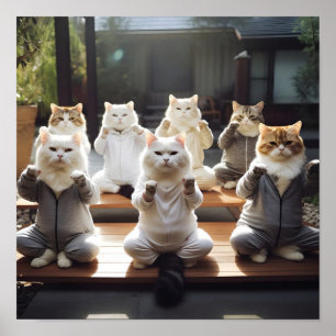 Cats doing yoga digital print
