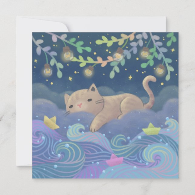 Cat's Dream Fantasy Illustration Invitation (Front)