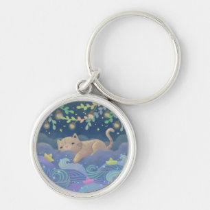 Cat's Dream Fantasy Illustration Key Ring