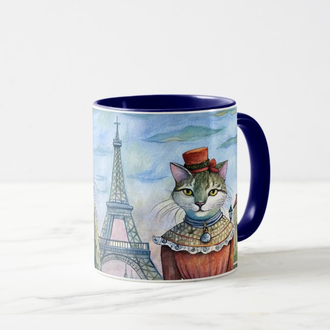 Cats dressed up in Paris Mug (Front Right)