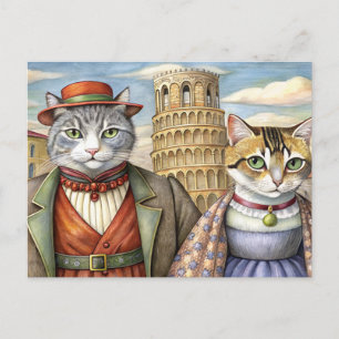 Cats dressed up in Pisa, Italy Holiday Postcard