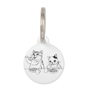 Cats Eating Spaghetti Cute Absurd Funny Silly Pet Tag