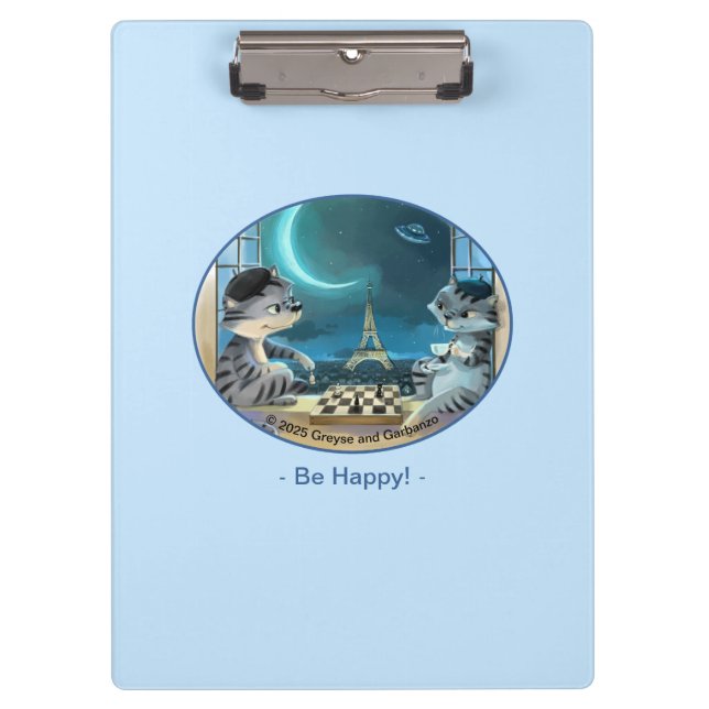 Cats Eiffel Tower - Night Clipboard (Front)