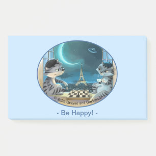 Cats Eiffel Tower - Night Happy Notes 10" x 6"