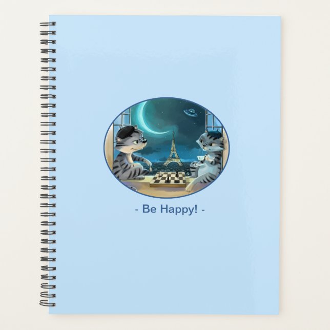 Cats Eiffel Tower - Night Happy Weekly Planner (Front)