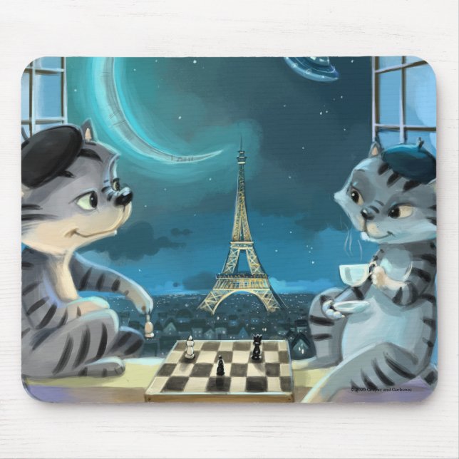 Cats Eiffel Tower - Night Mousepad  (Front)