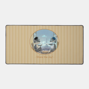 Cats & Eiffel Tower - Paris Joy Desk Mat 