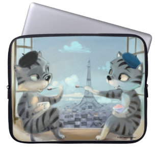 Cats & Eiffel Tower - Paris Laptop Sleeve