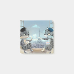 Cats & Eiffel Tower – Paris Notes 3" x 3"