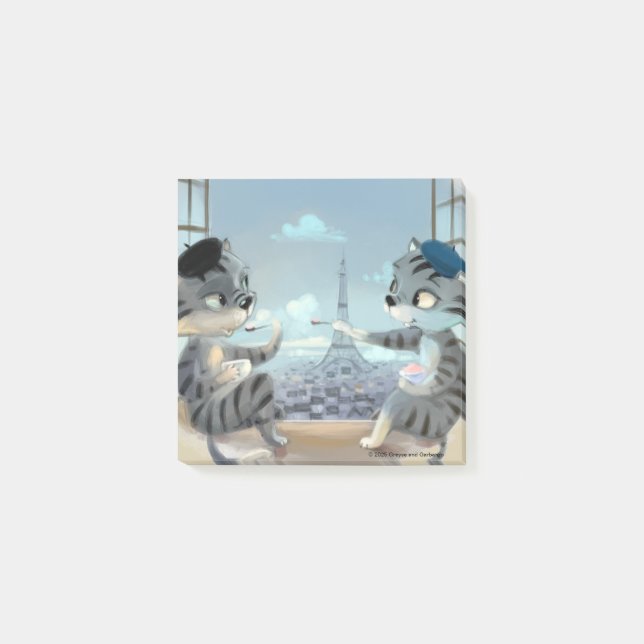 Cats & Eiffel Tower – Paris Notes 3" x 3" (Front)