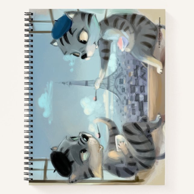 Cats & Eiffel Tower - Paris Spiral Notebook (Front)