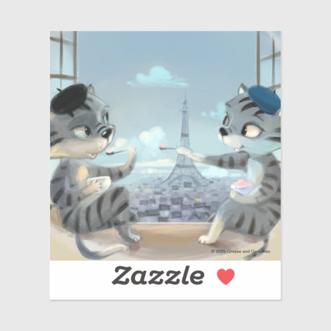 Cats & Eiffel Tower – Paris Vinyl Sticker (V)  (Sheet)