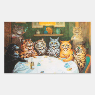 Cats Enjoying Cigars & Brandy, Louis Wain Rectangular Sticker