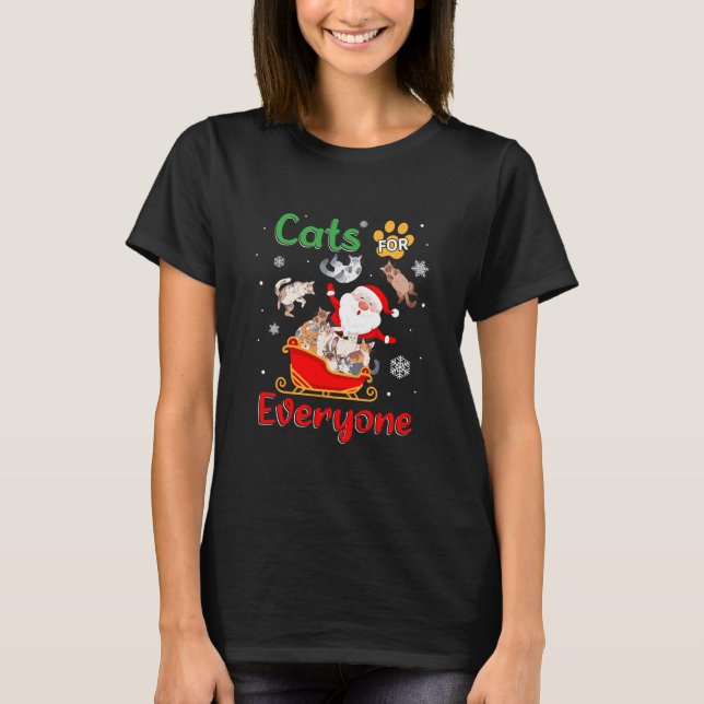 Cats Everyone Christmas Santa Claus T-Shirt (Front)