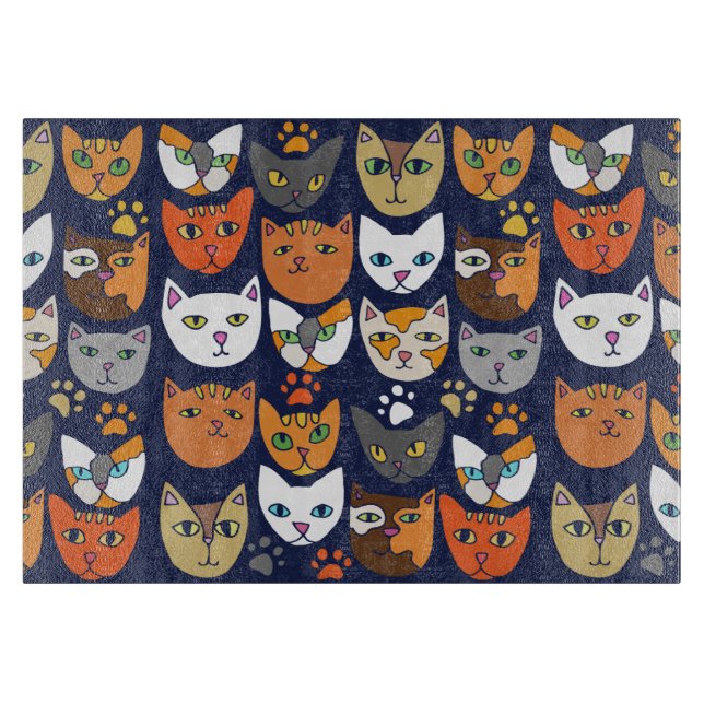 Cats Everywhere Cat Person Cutting Board (Front)