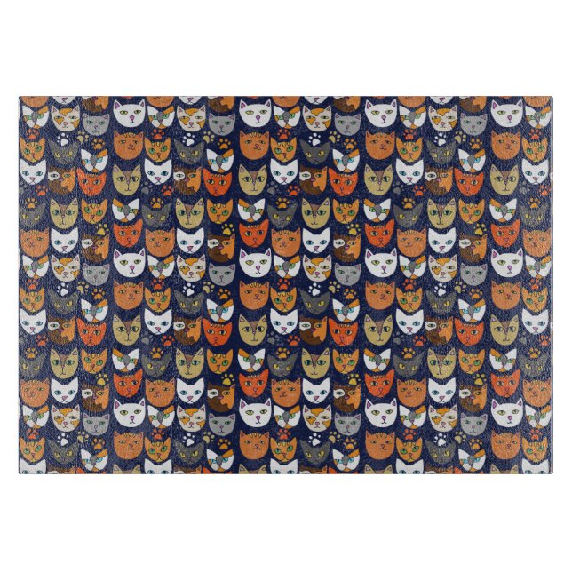 Cats Everywhere Cat Person Cutting Board (Front)