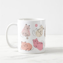 Cats expressions printed mug
