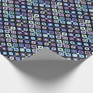 Cats-eye 60's inspired geometric floral wrapping paper