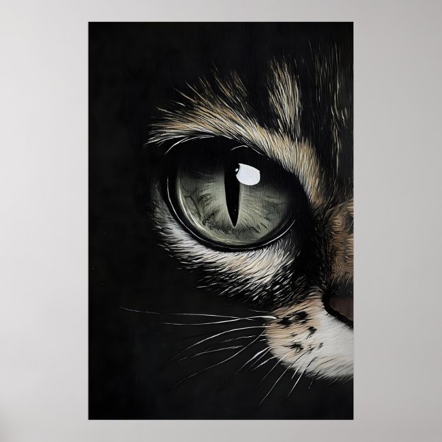 Cat's eye dark print, eye black cat gothic poster (Front)