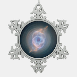 Cats Eye Nebula Snowflake Pewter Christmas Ornament
