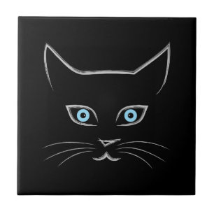 Cat's face ceramic tile