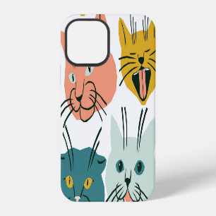 Cats Faces Funny Vintage Pattern. iPhone 12 Case