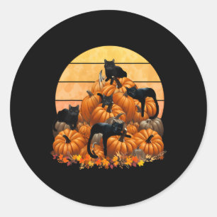 Cats Fall Autumn Pumpkins Thanksgiving Matching Classic Round Sticker