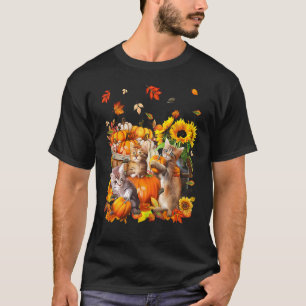 Cats Fall Autumn Pumpkins Thanksgiving Matching Su T-Shirt