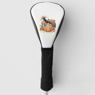 Cats Fall Autumn Pumpkins Thanksgiving Sunflower C Golf Head Cover