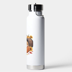 Cats Fall Autumn Pumpkins Thanksgiving Sunflower C Water Bottle