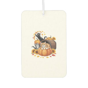 Cats Fall Autumn Pumpkins Thanksgiving Sunflower O Car Air Freshener