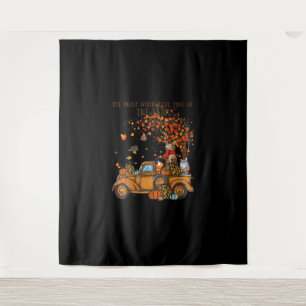 Cats Fall Pumpkin-full Truck Autumn Tree Leaves Ca Tapestry